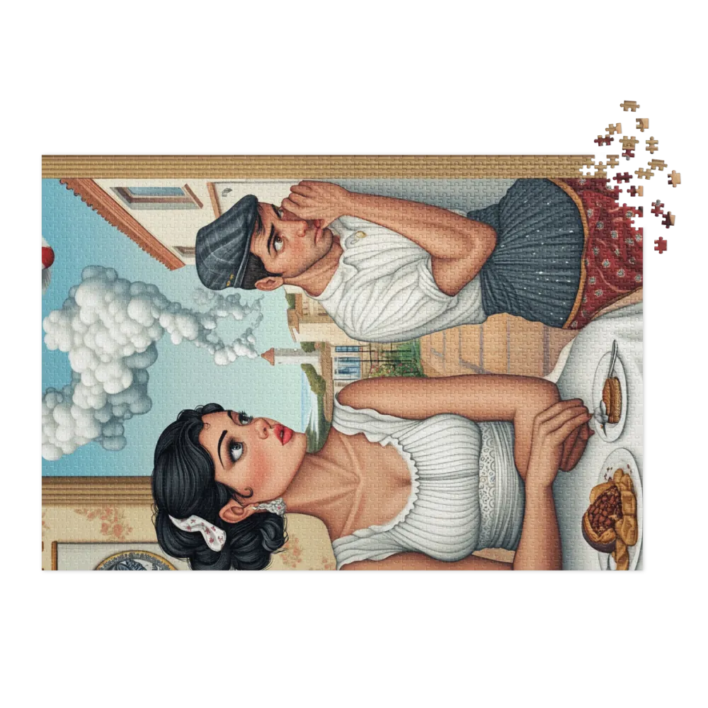 Surreal Tension Between Man and Woman | Jigsaw Puzzle (252/520 pieces)