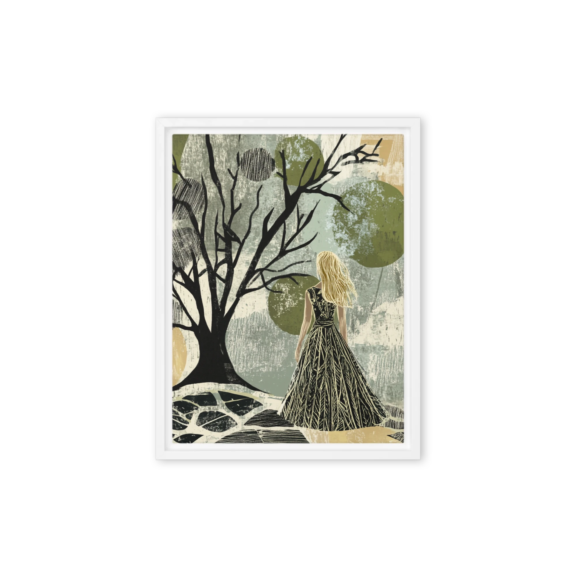 Solitary Figure in Textured Landscape
