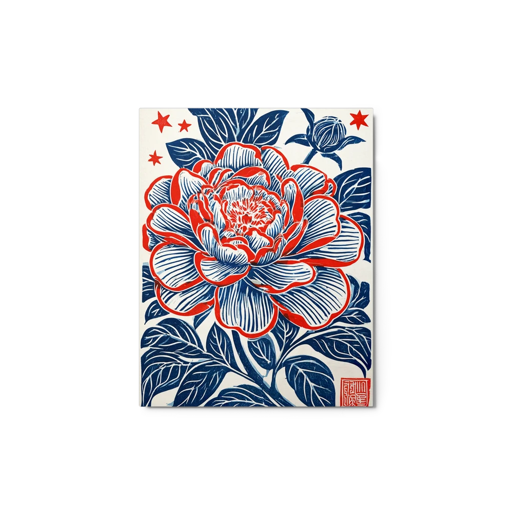 Red Peony Linocut | Art Print