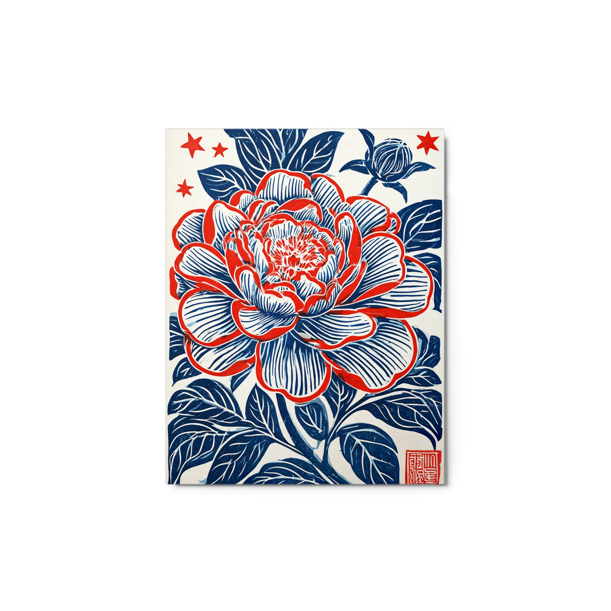 Red Peony Linocut | Art Print