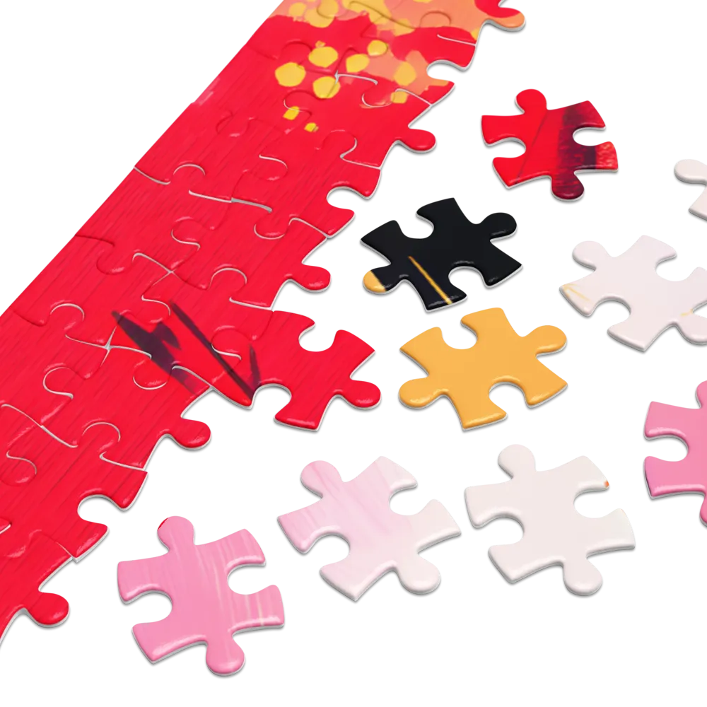 Colorful Silhouettes Walk 
 Jigsaw Puzzle in Tin Box