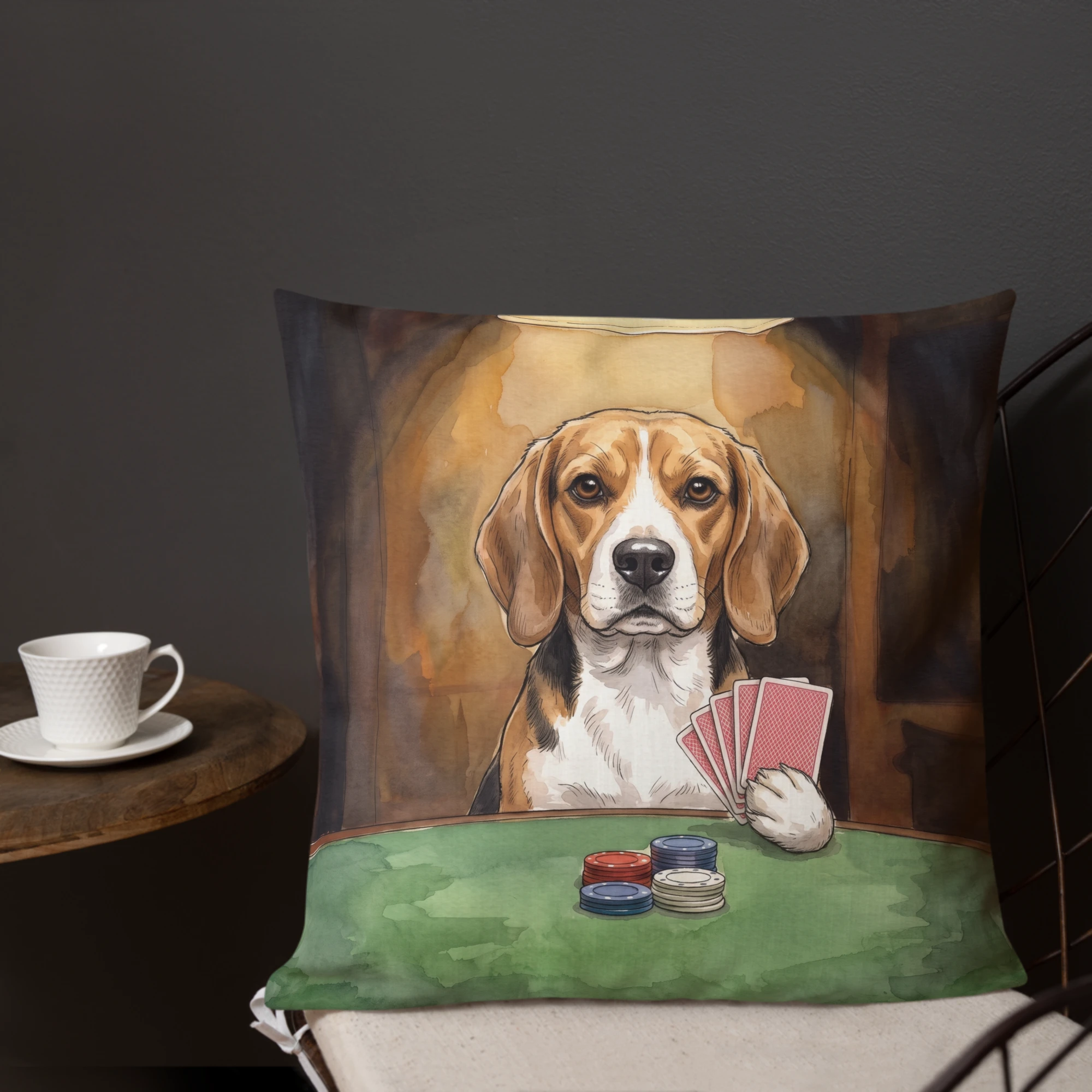 Pet Portrait Pillow — Ink & Wash — Pillow · in setting