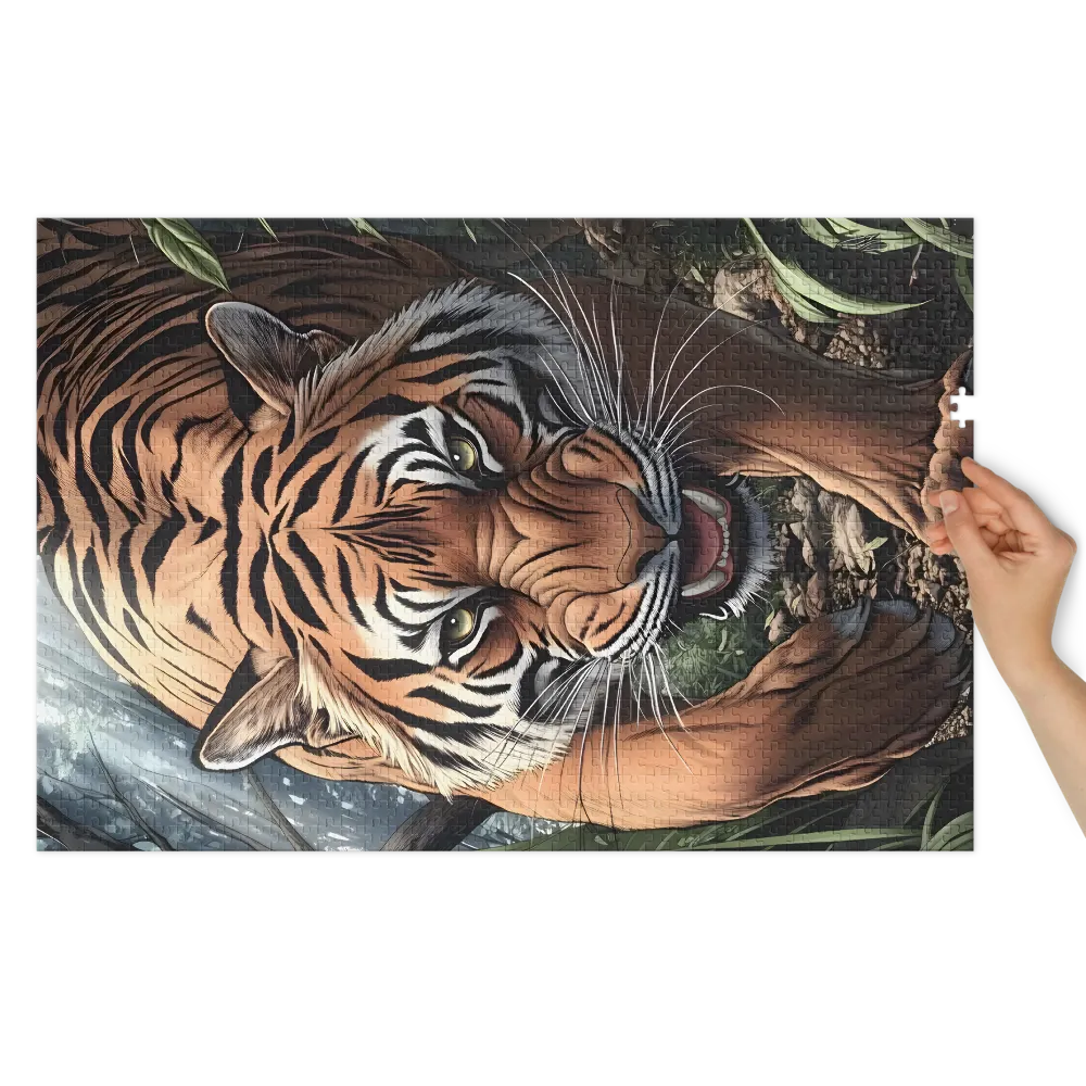 Stalking Tiger 
 Jigsaw Puzzle in Tin Box