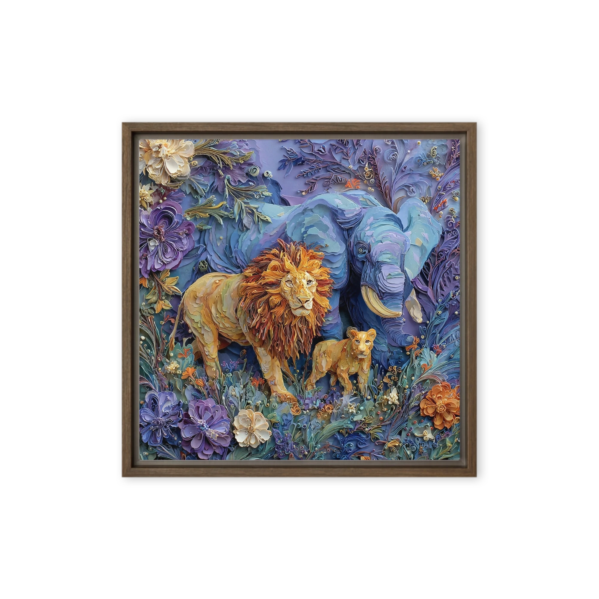 Majestic Paper Cut Lions and Elephant
