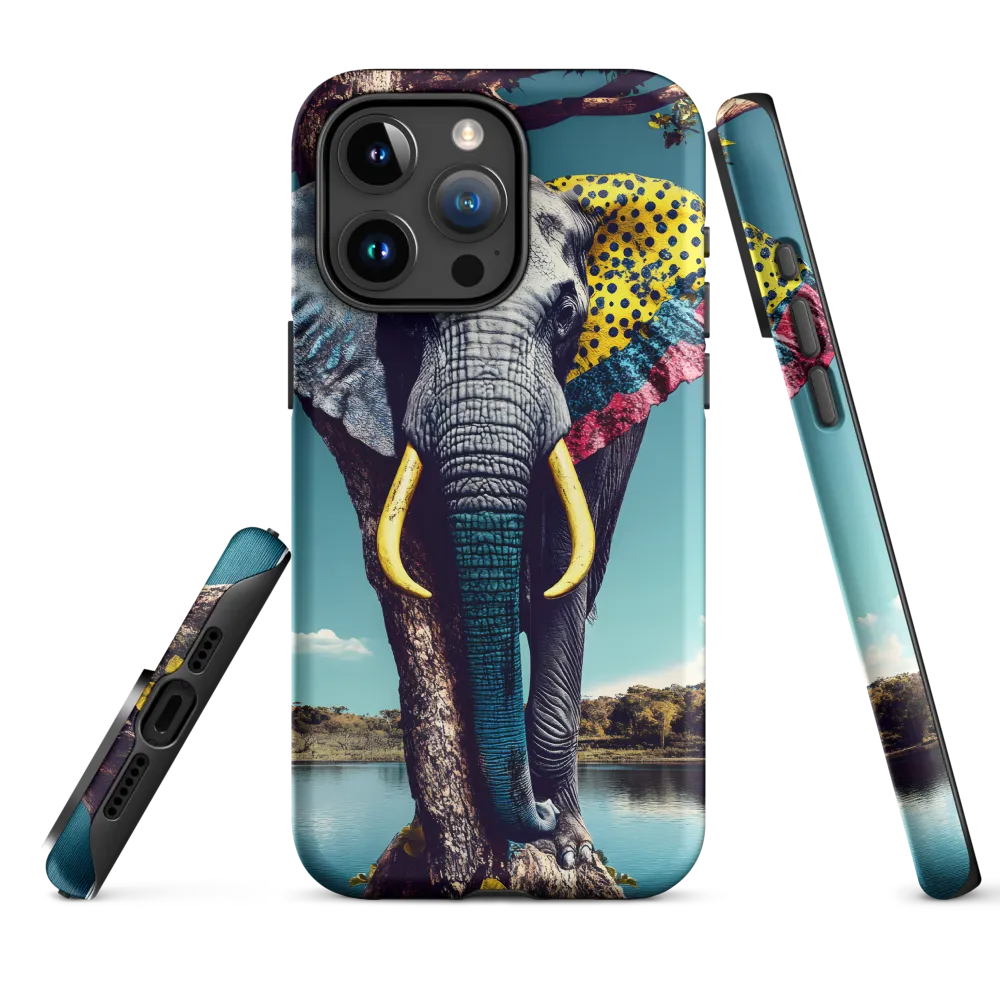 Stylized Elephant and Tree in Landscape | Phone Case