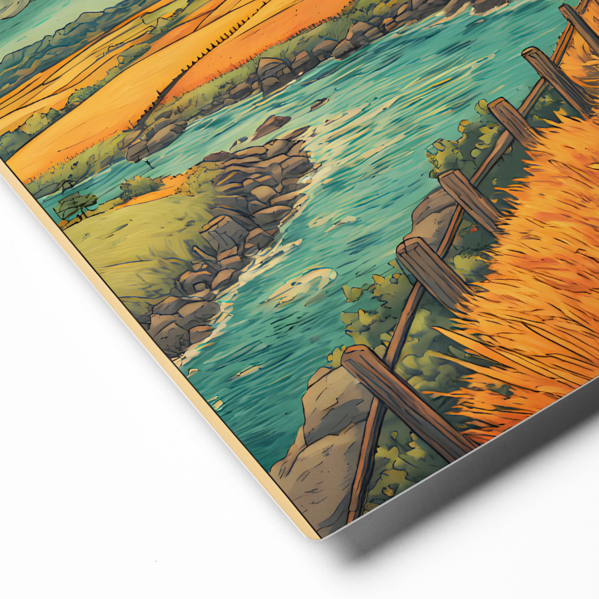 Coastal Path to the Lighthouse 
 Canvas with Brown Frame