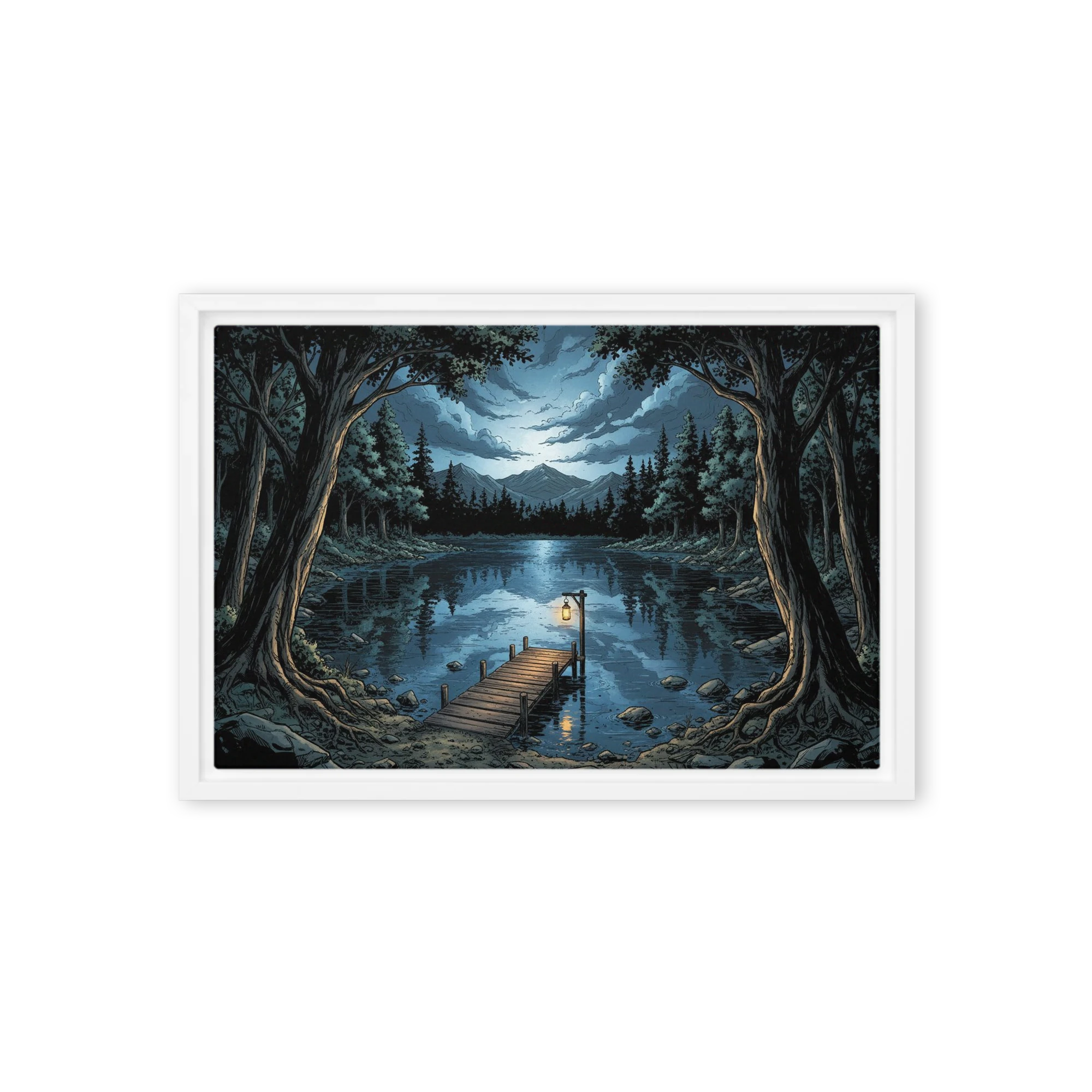 Serene Night Lake | Art Print