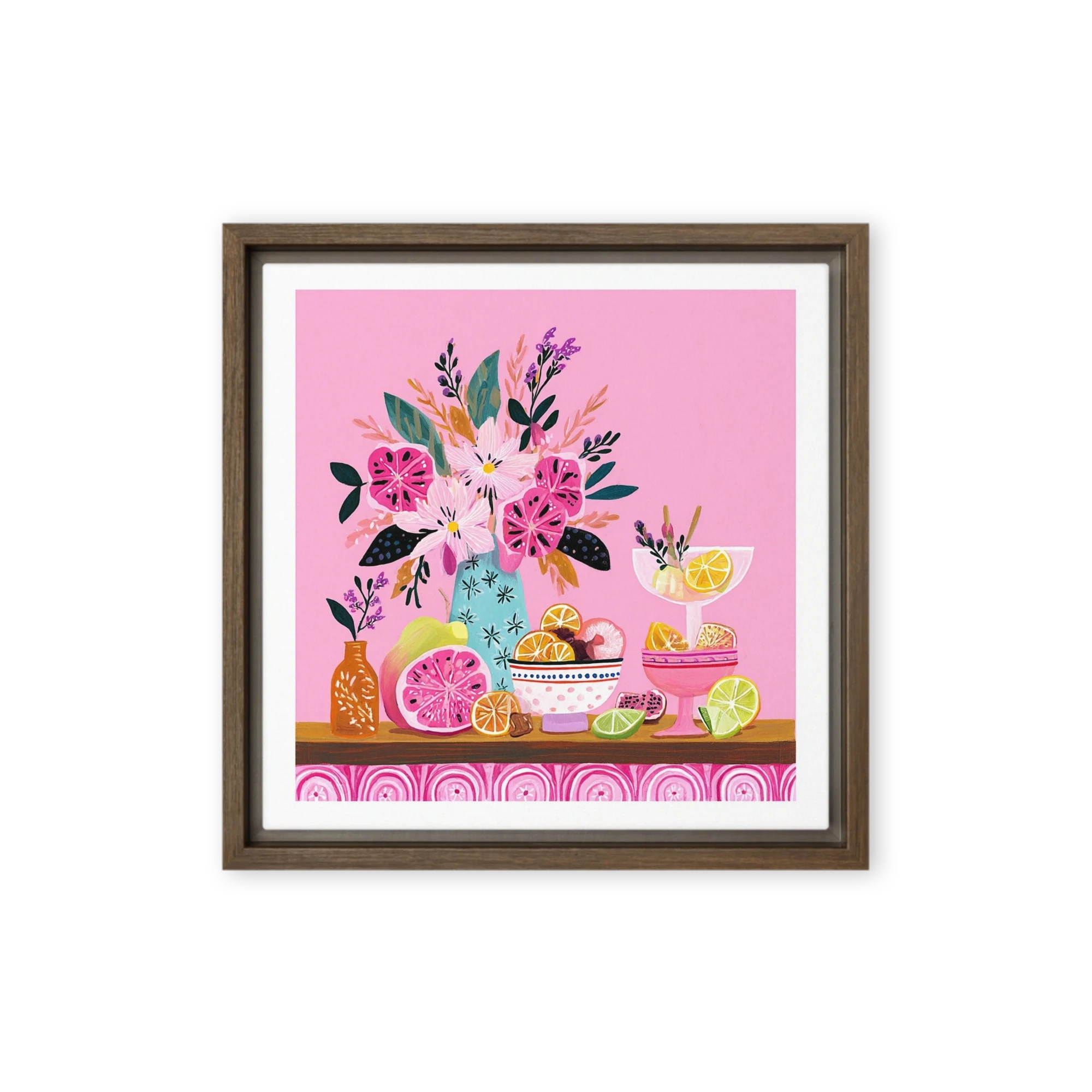 Citrus and Pink Floral Still Life