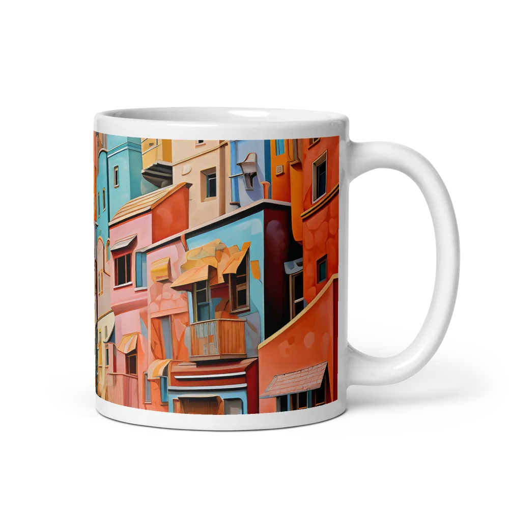 Mediterranean Hillside City 
 Mug with Red inside | 15 oz