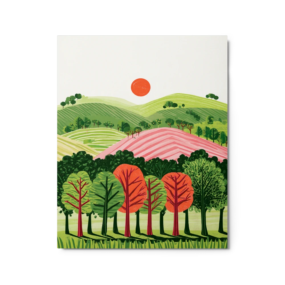 Crimson Sun Over Rolling Hills | Art Print