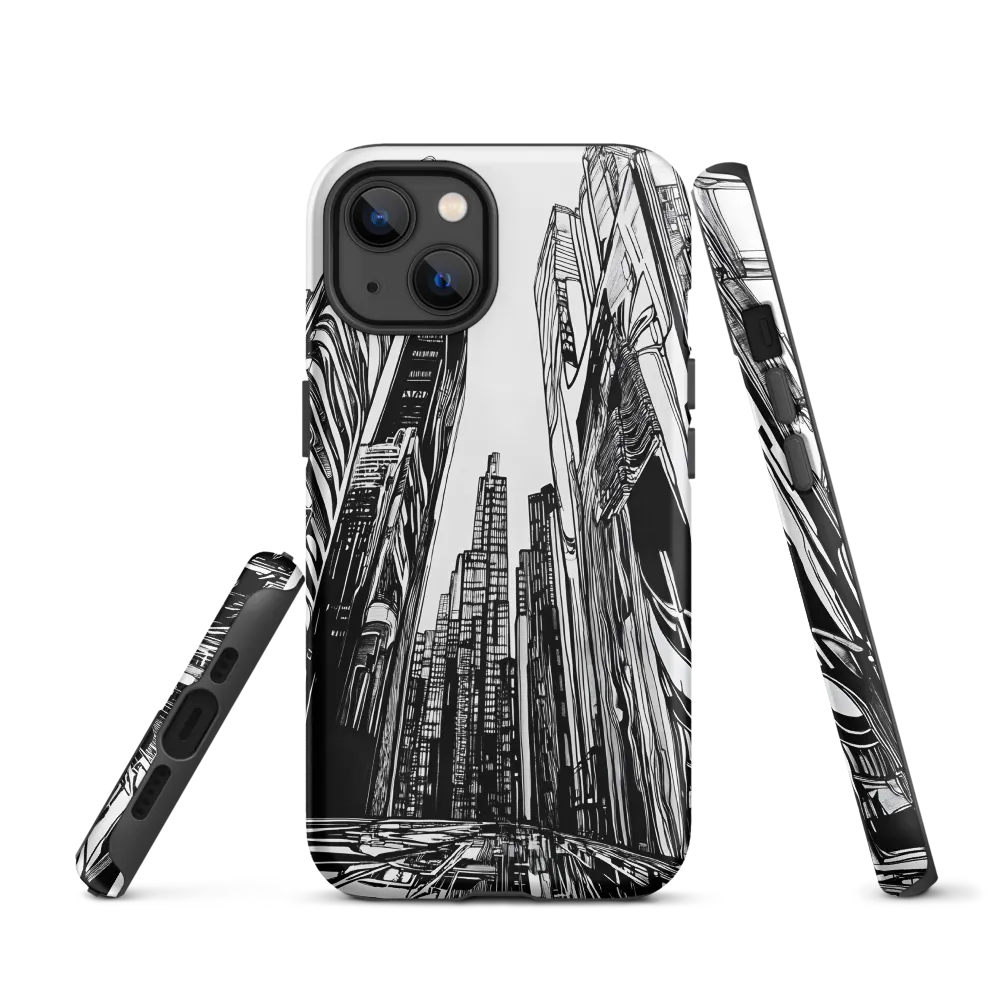 Futuristic Cityscape Line Art | Phone Case