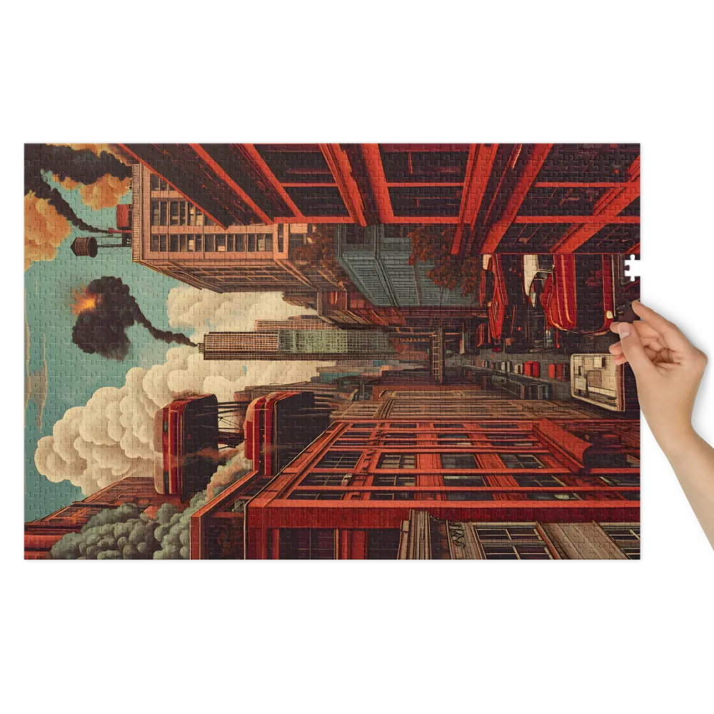 Surreal Cityscape with Explosions | Jigsaw Puzzle (252/520 pieces)