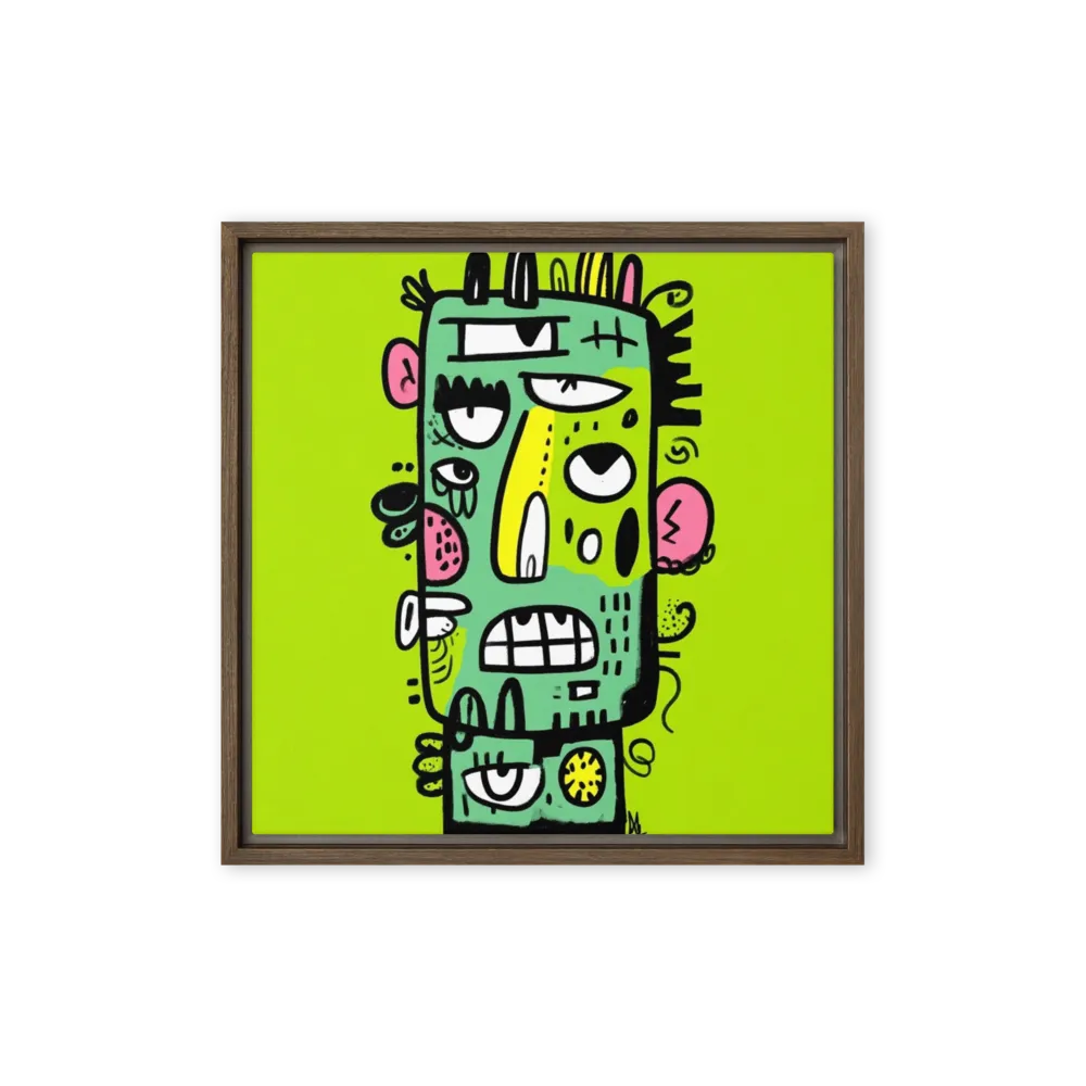 Green Grid Monster 
 Canvas | 26″x 26″