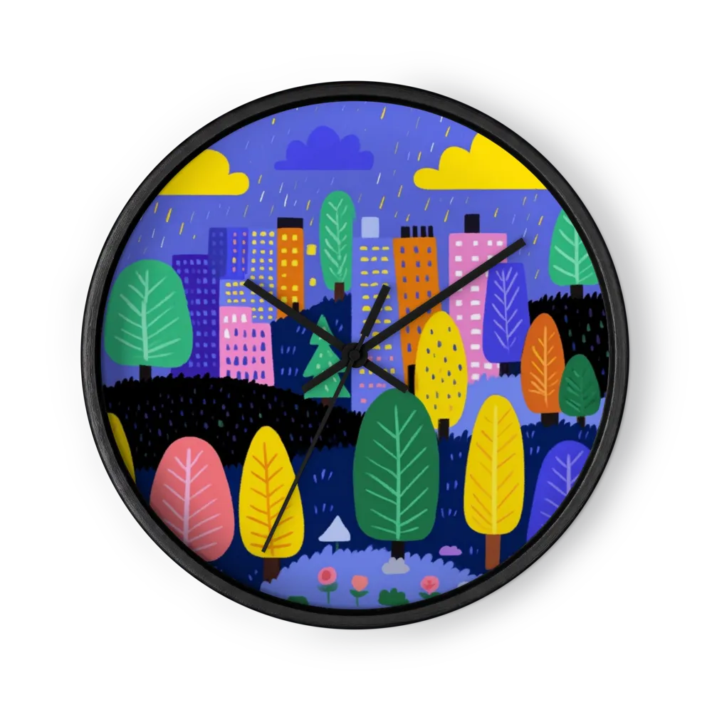 Rainy City Park | Wall Clock