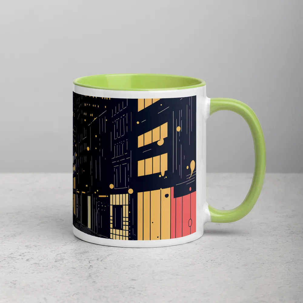 Golden Metropolis Rain 
 Mug with Black inside