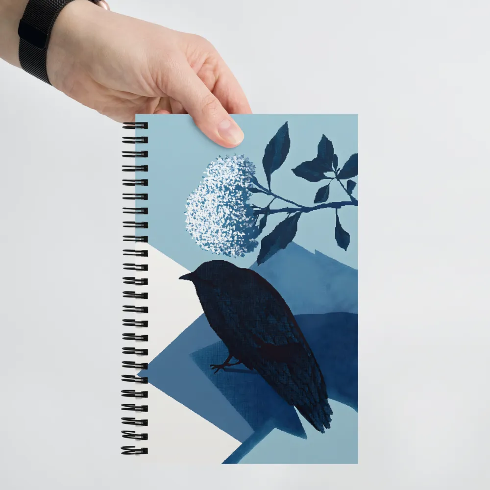 Geometric Blue Bird with Blossoms 
 Spiral Notebook | 140 pages