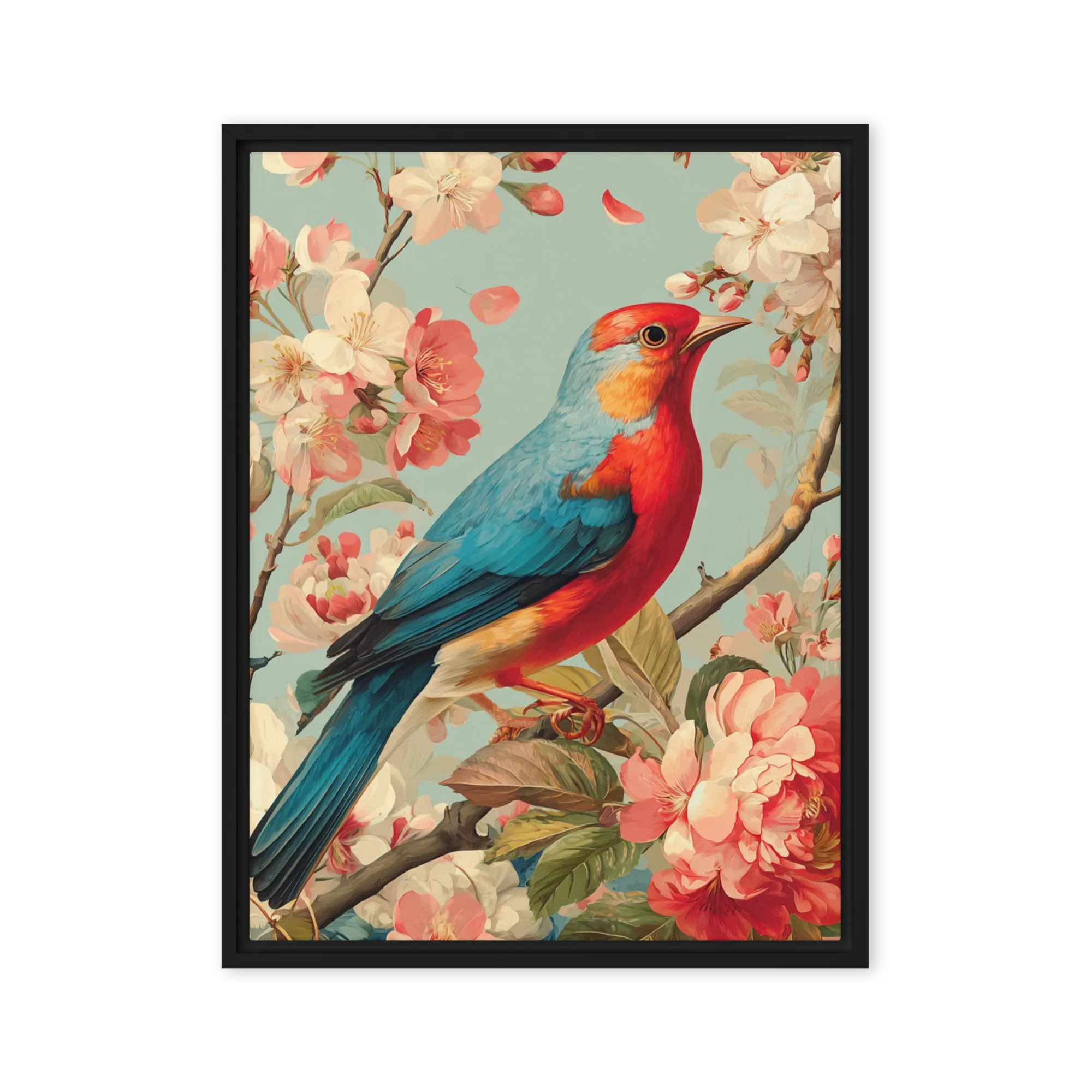 The Perched Songbird 
 Canvas with Brown Frame