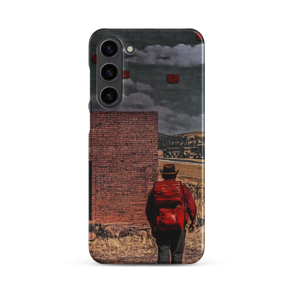 Surreal Landscape with Traveler and Red Tickets | Phone Case