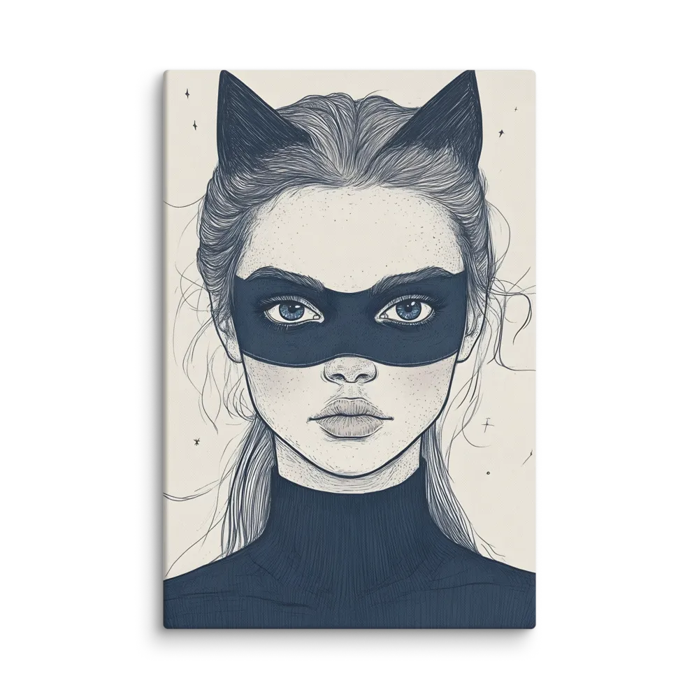 Enigmatic Cat Mask Portrait 
 Canvas | 32″x 48″
