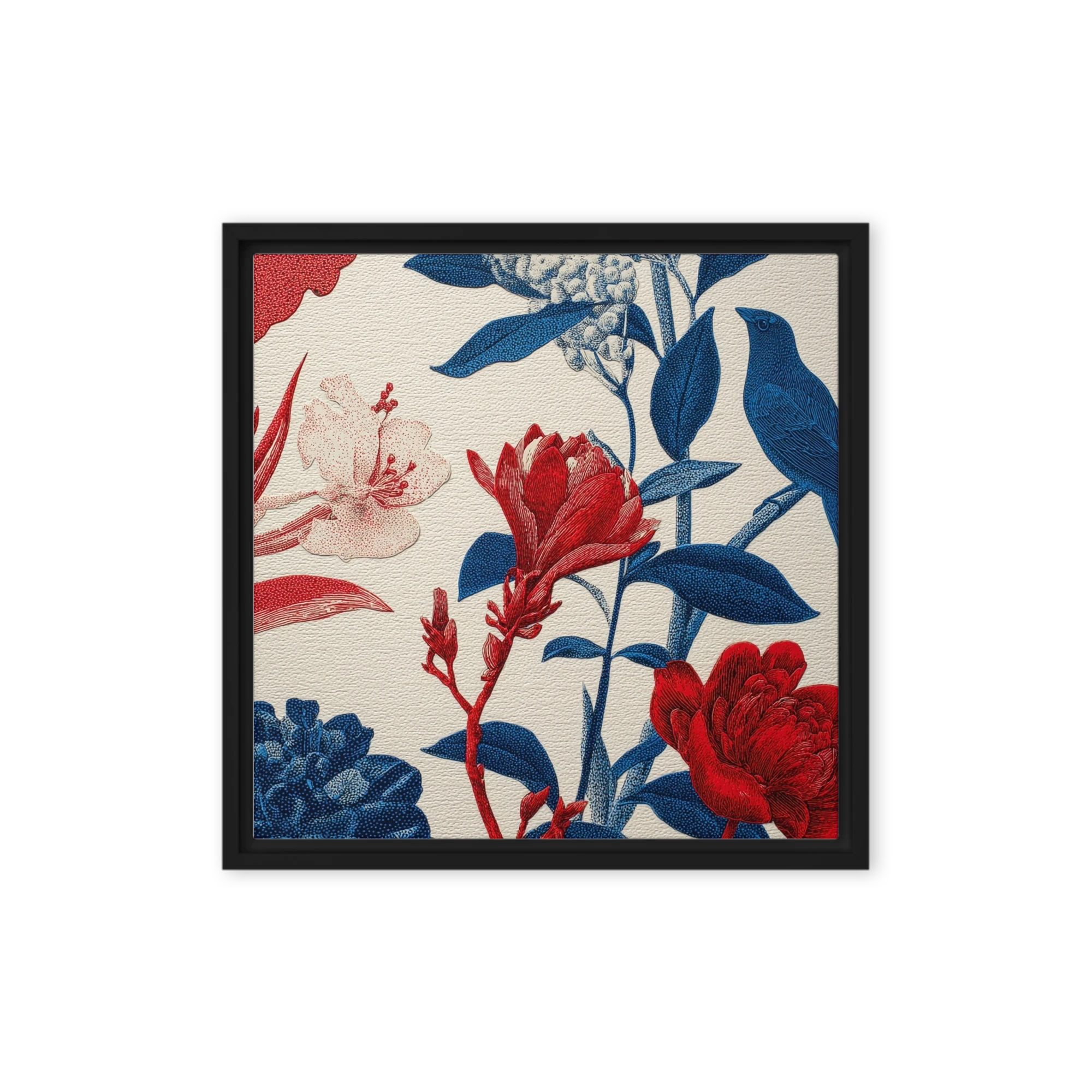 Crimson Flora and Songbird | Art Print