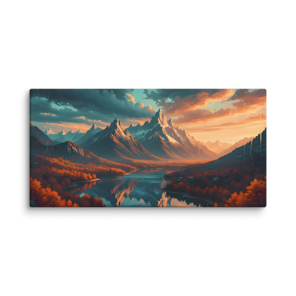 Autumn Mountain Lake Reflection 
 Canvas | 12″x 24″