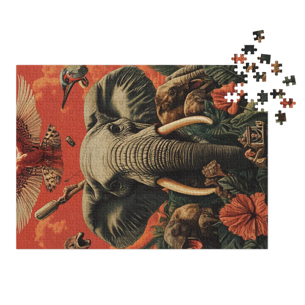 Surreal Elephant and Birds