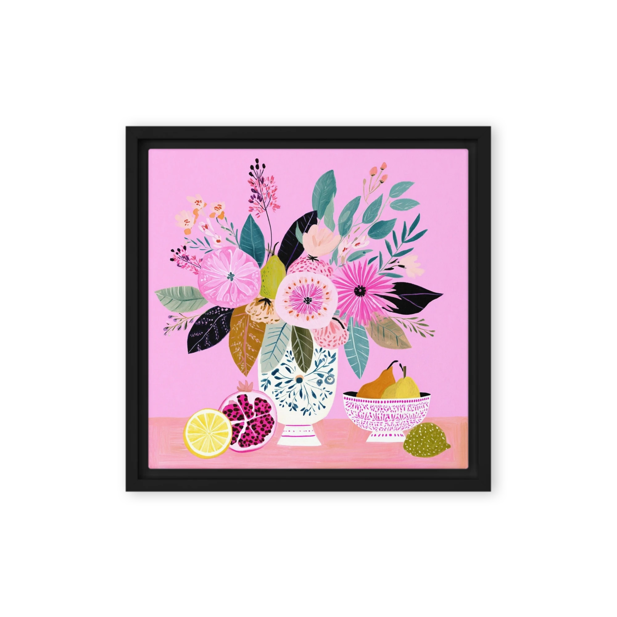 Folk Floral Still Life with Fruit