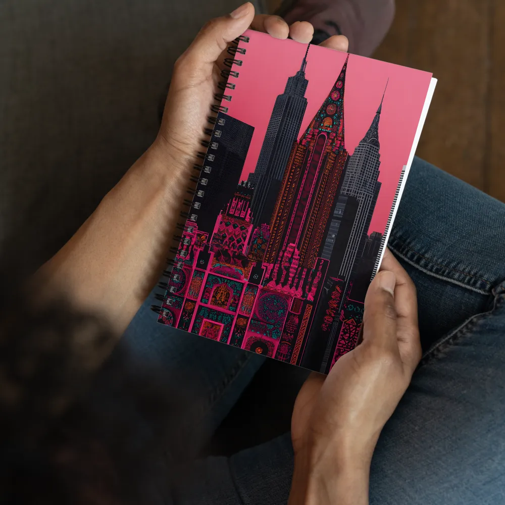 Art Deco Neon Skyline 
 Spiral Notebook | 140 pages