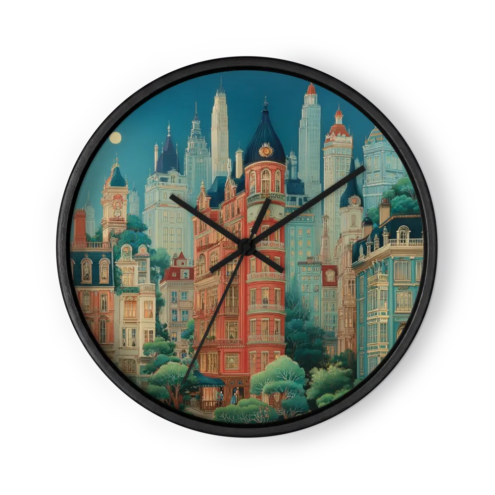 Metropolis Under the Moon | Wall Clock