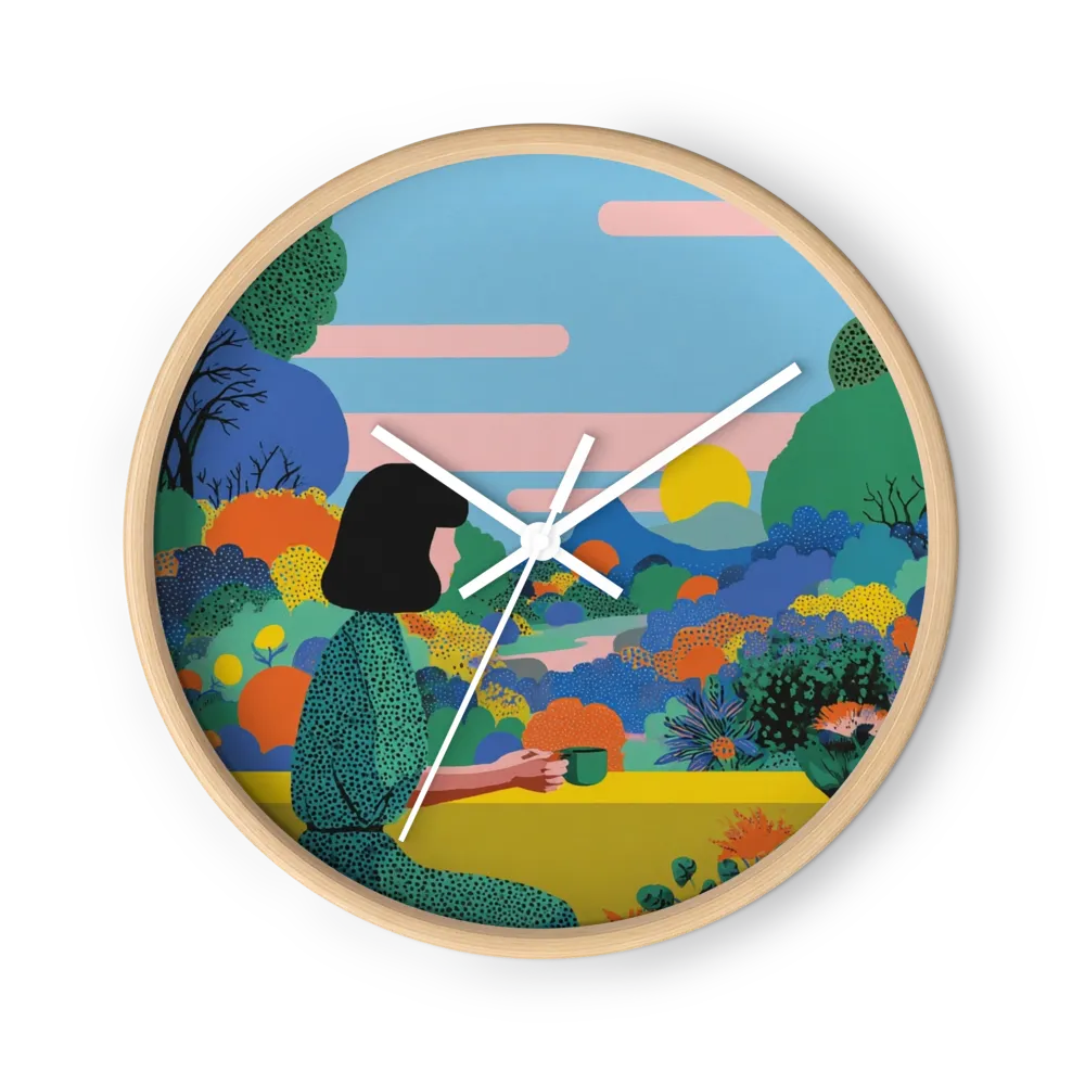 Morning View with Coffee | Wall Clock