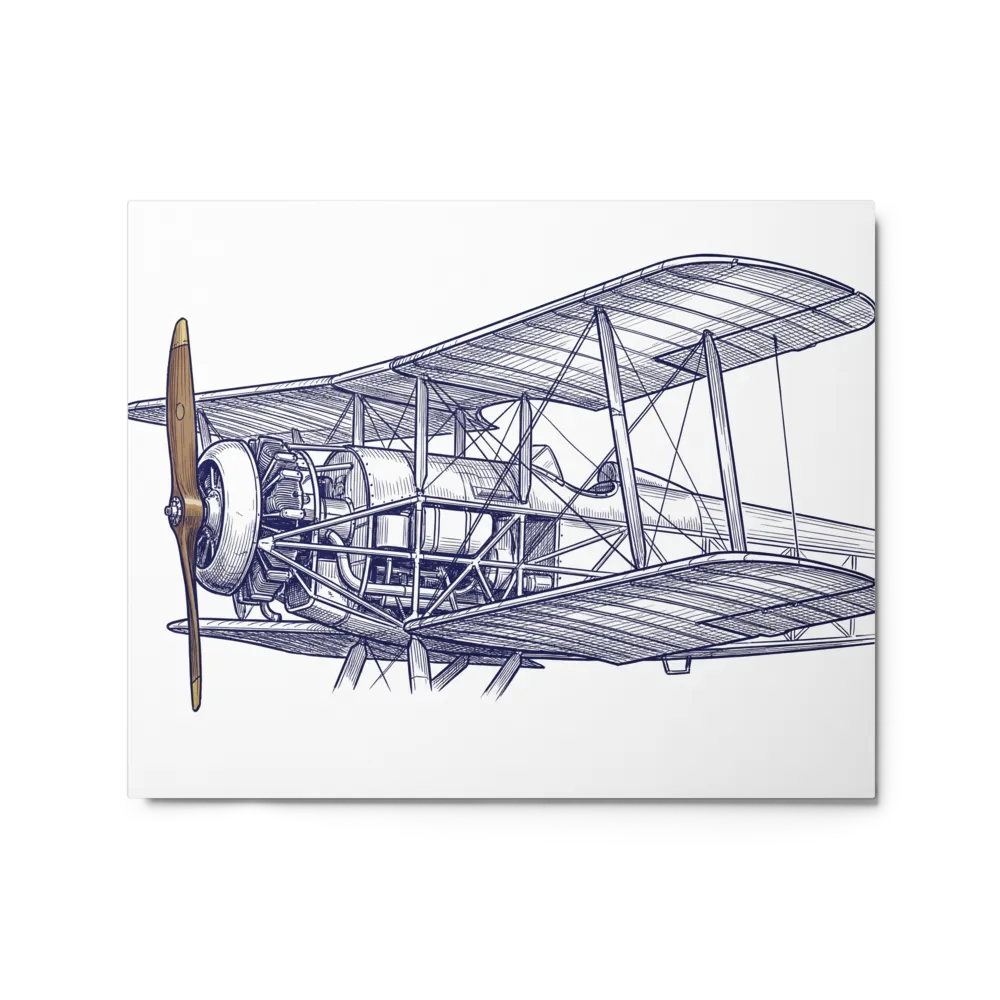 Vintage Biplane Blueprint 
 Poster with White Frame | 12″x 16″
