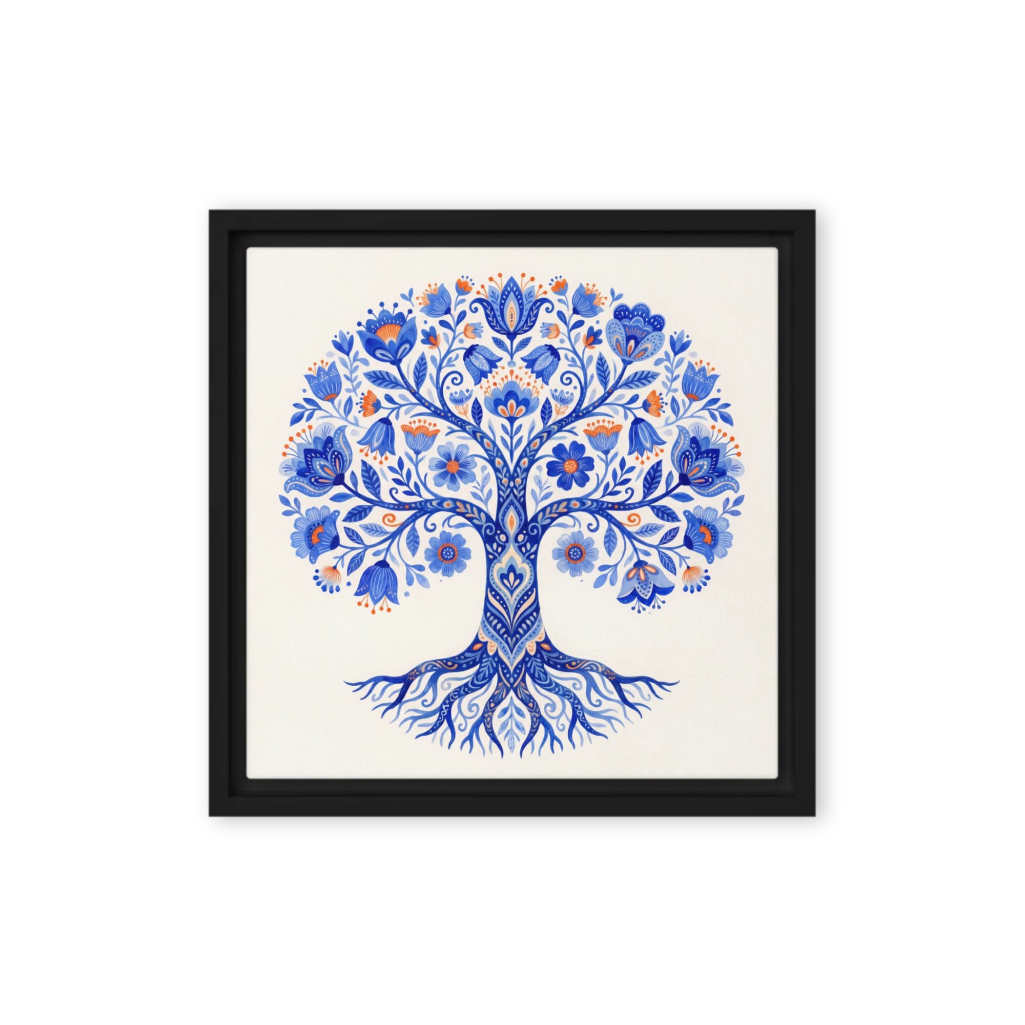 Blue Folk Art Tree of Life