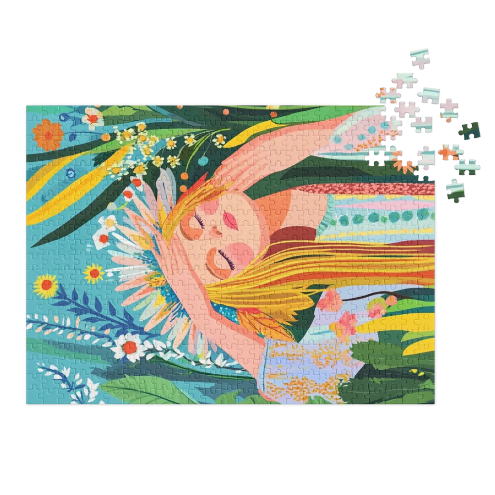 Weiblicher Blütentraum 
 Puzzle in Metalldose