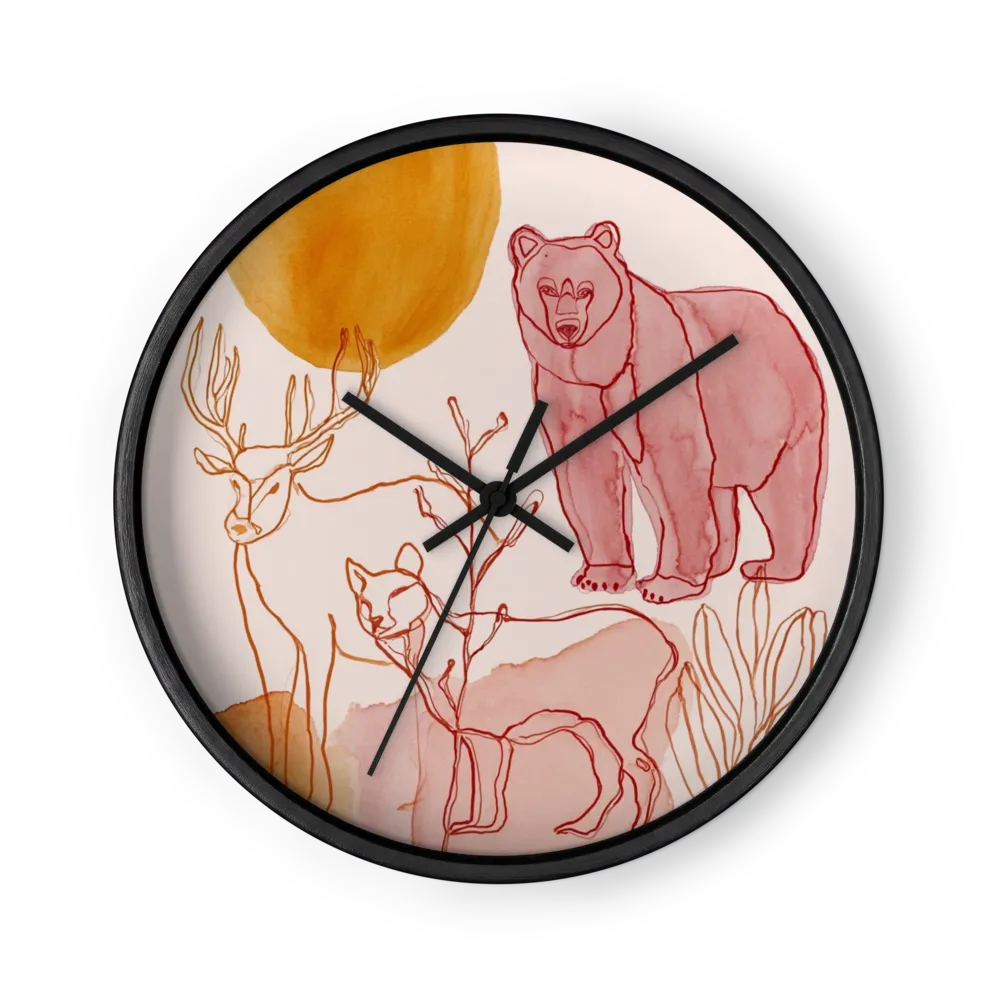 Woodland Wildlife Line Art | Wall Clock