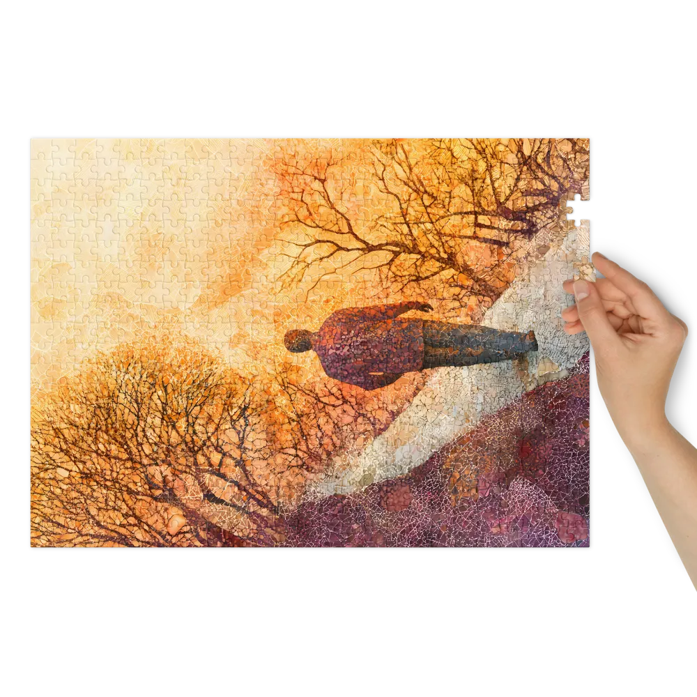 Solitary Man Walking in Abstract Landscape | Jigsaw Puzzle (252/520 pieces)