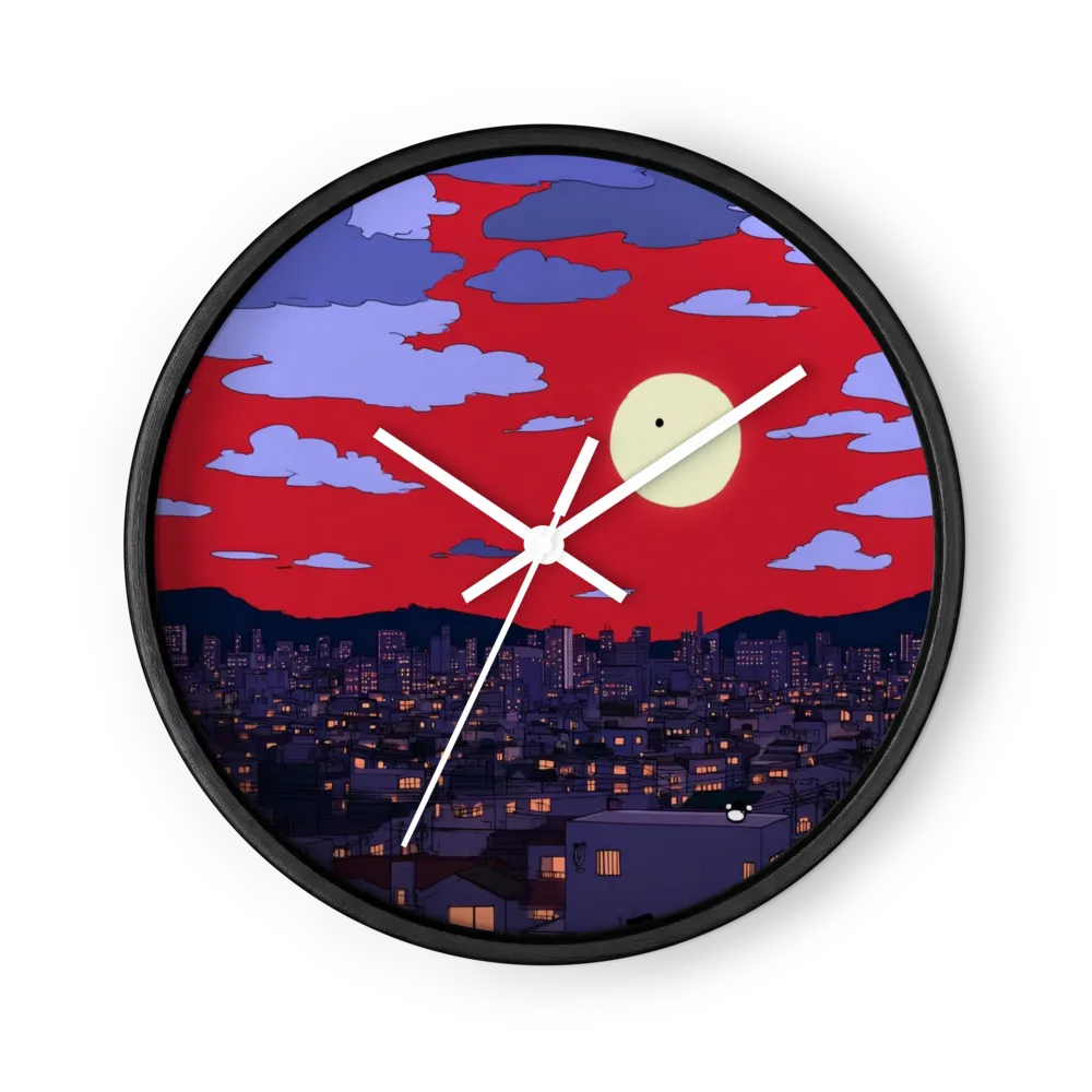 City Nights In Cel Colour — Crimson Clouds, Navy Rooftops