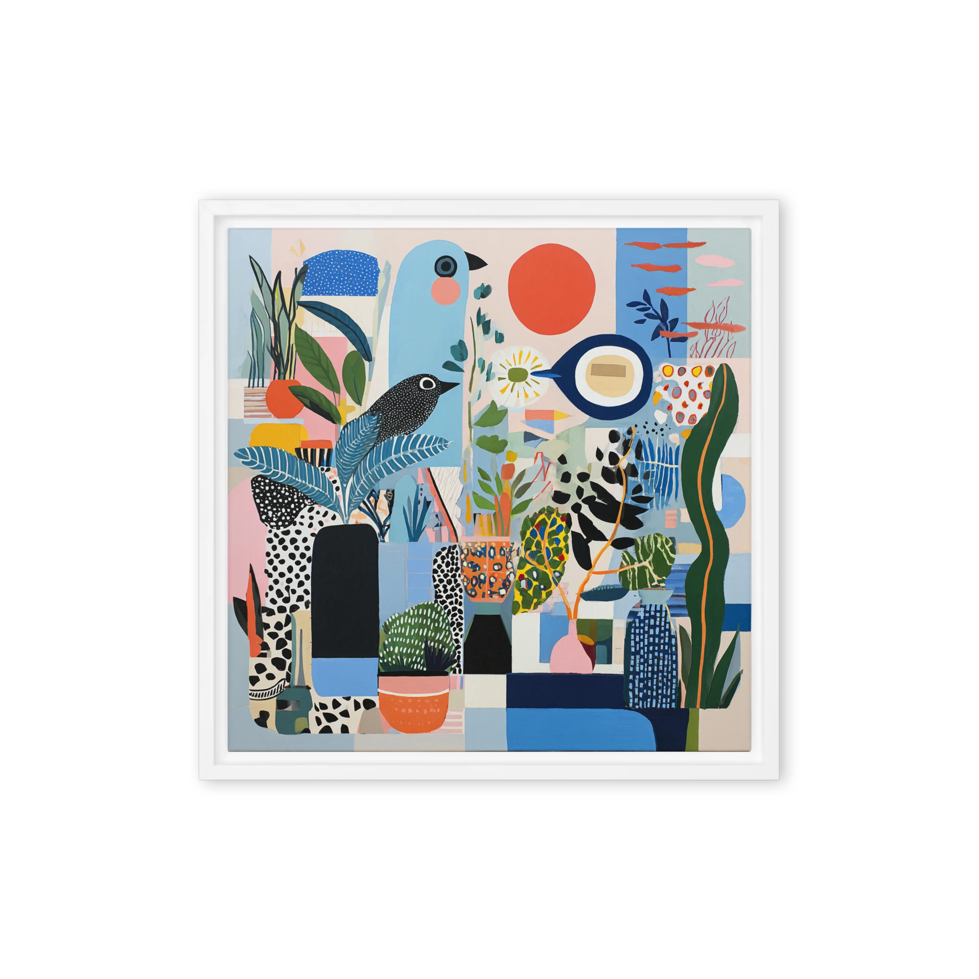 Tropical Birds and Botanical Collage | Art Print