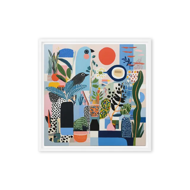 Tropical Birds and Botanical Collage | Art Print