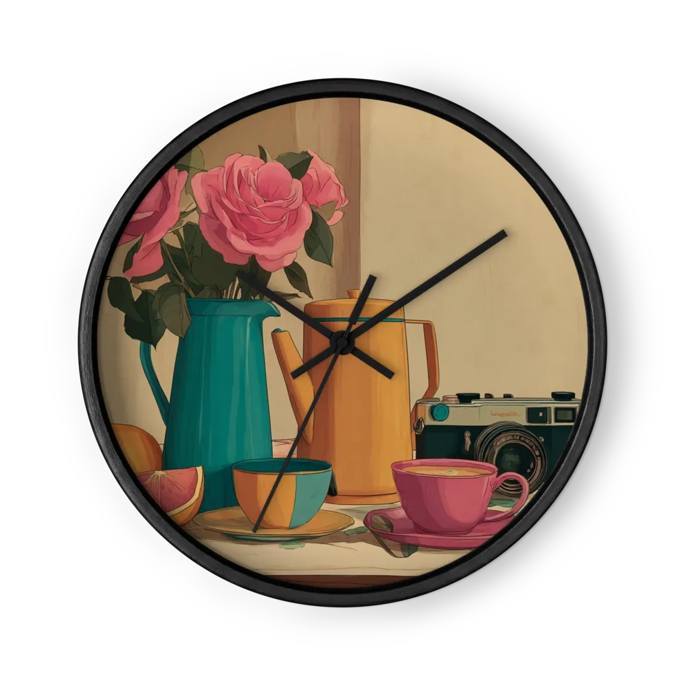 Roses Coffee and Camera | Wall Clock