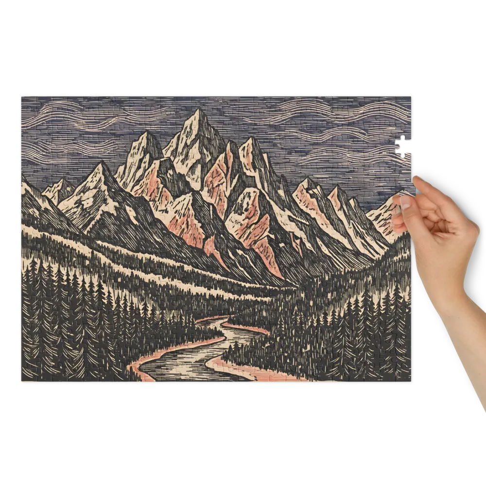 Ridge and River Valley 
 Jigsaw Puzzle in Tin Box
