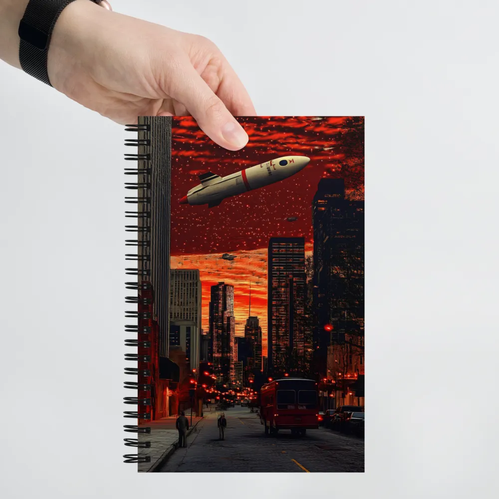 Crimson Future Metropolis 
 Spiral Notebook | 140 pages