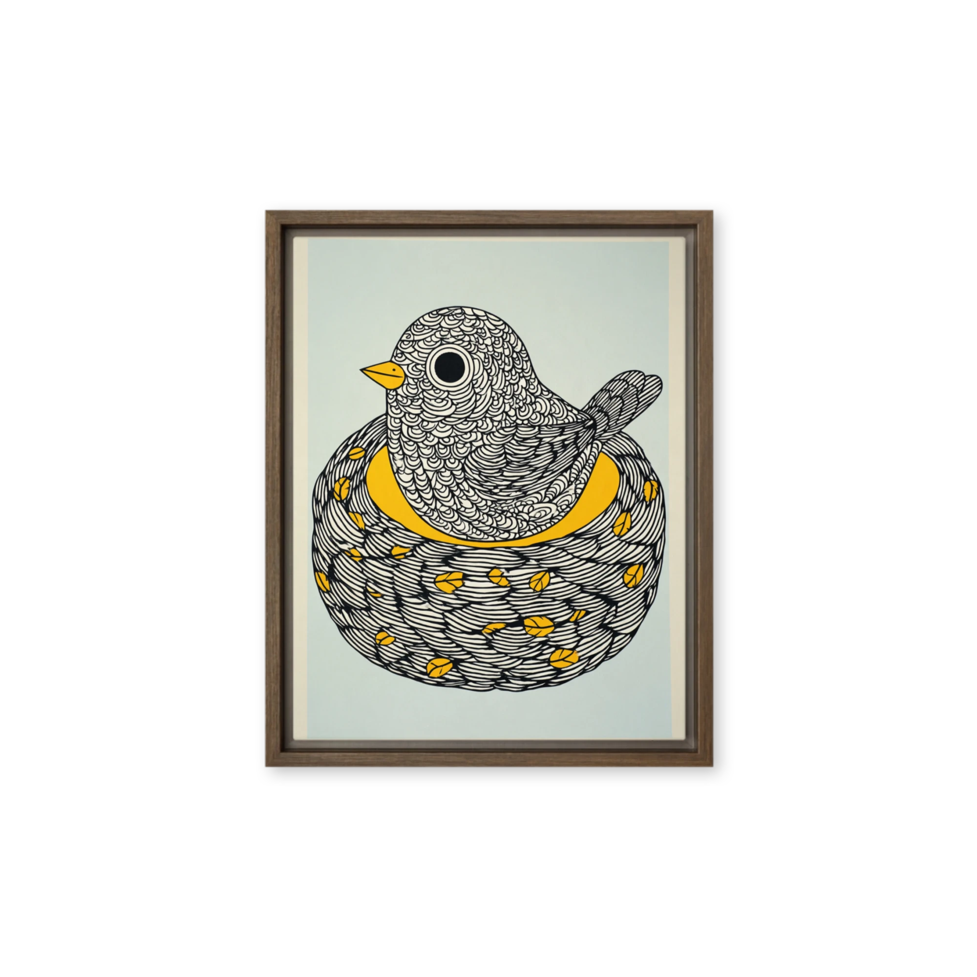 Psychedelic Lowbrow Blockprint Wall Art — Black, Cream, Sun Yellow