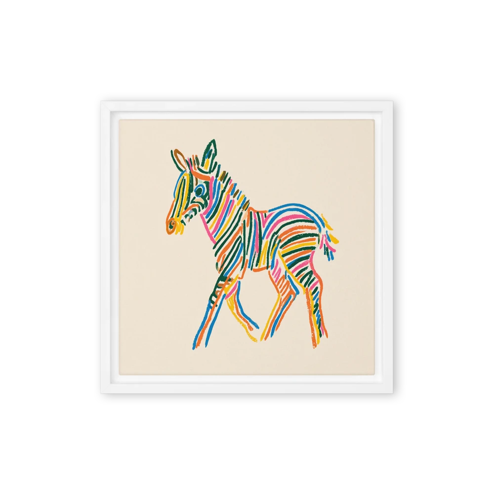Colorful Crayon Zebra | Art Print