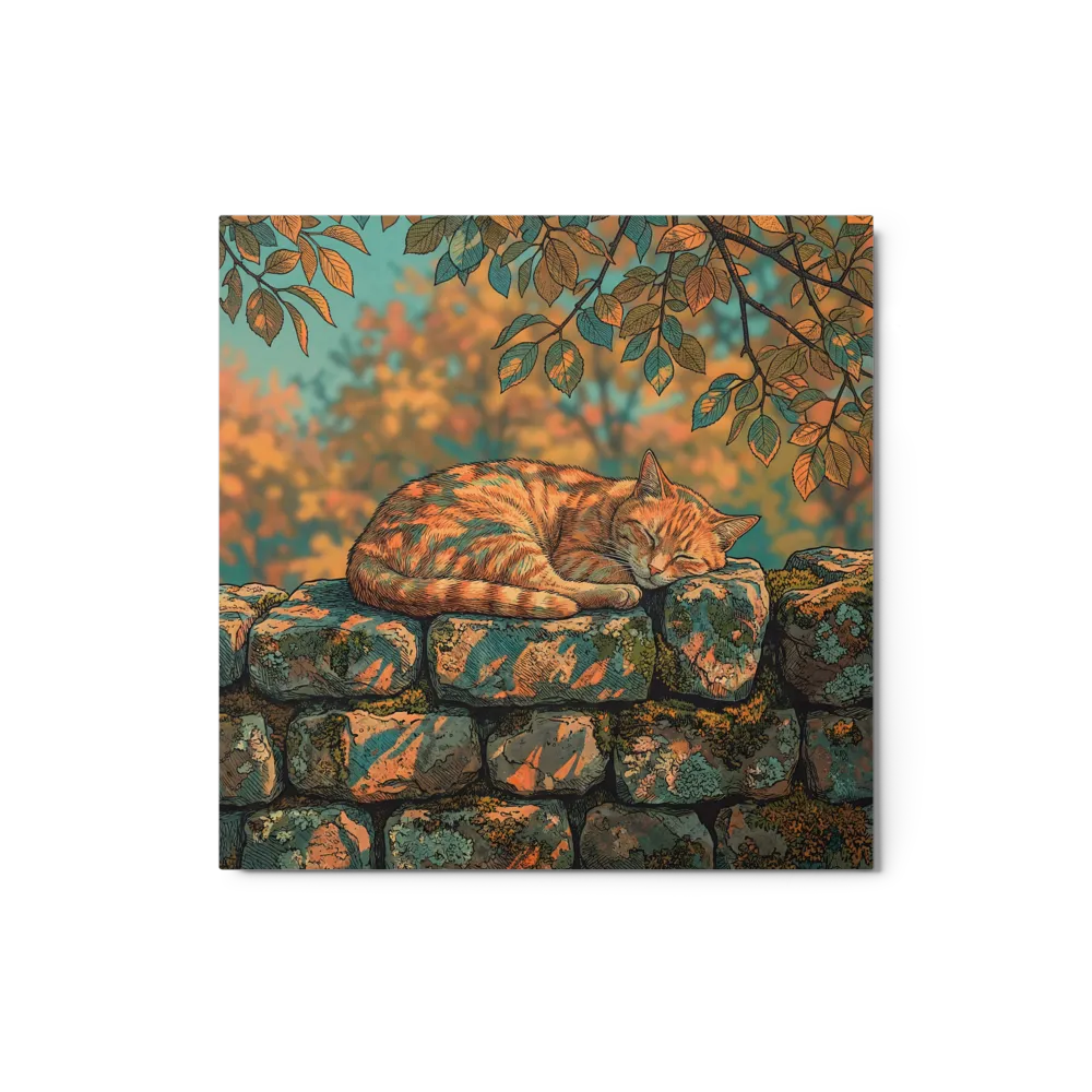 Autumn Nap on Stone Wall 
 Canvas | 6″x 6″
