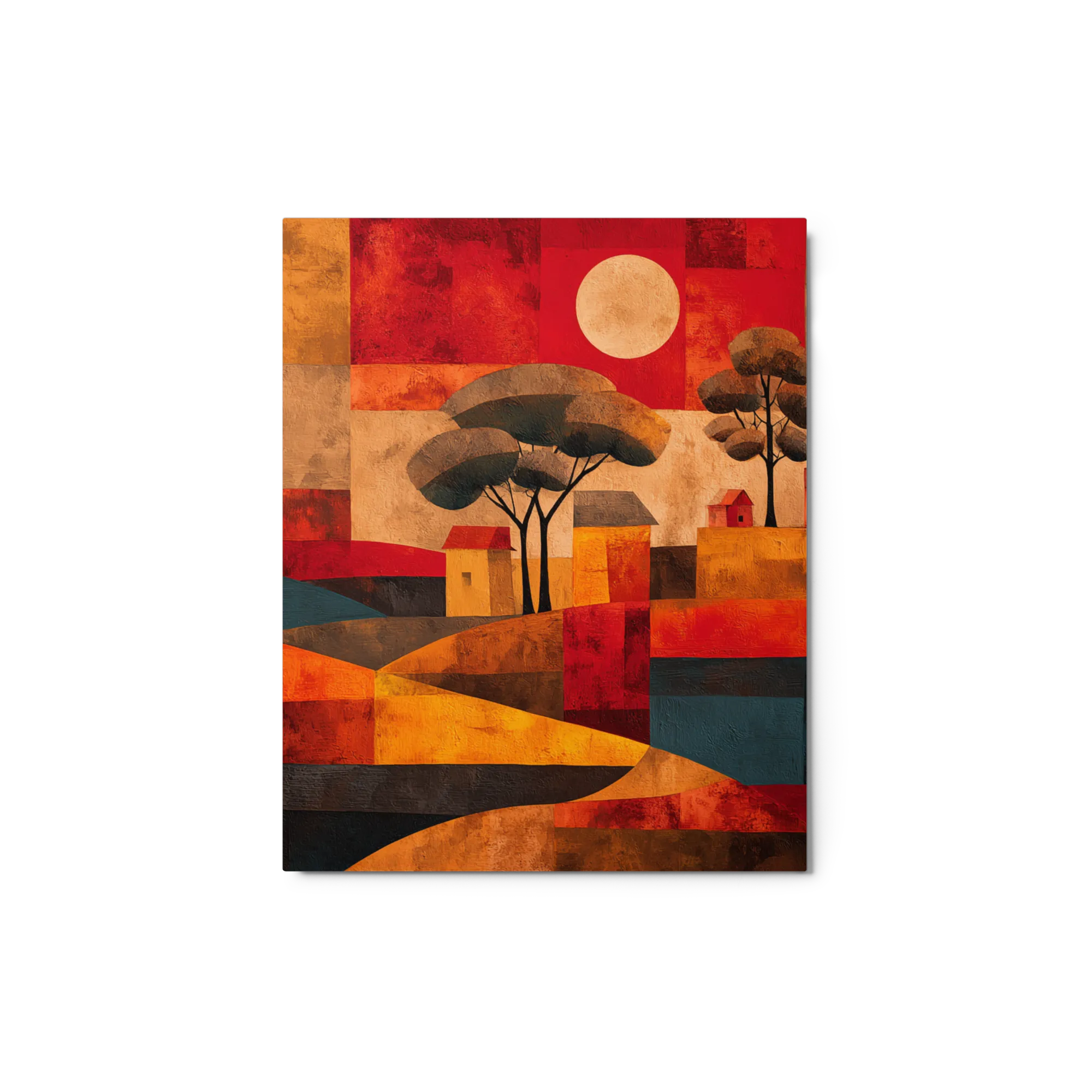 Red Autumn Valley 
 Canvas with Black Frame