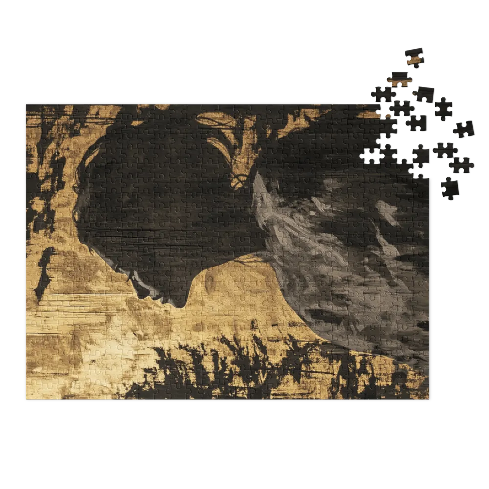 Abstract Silhouette Portrait on Gold