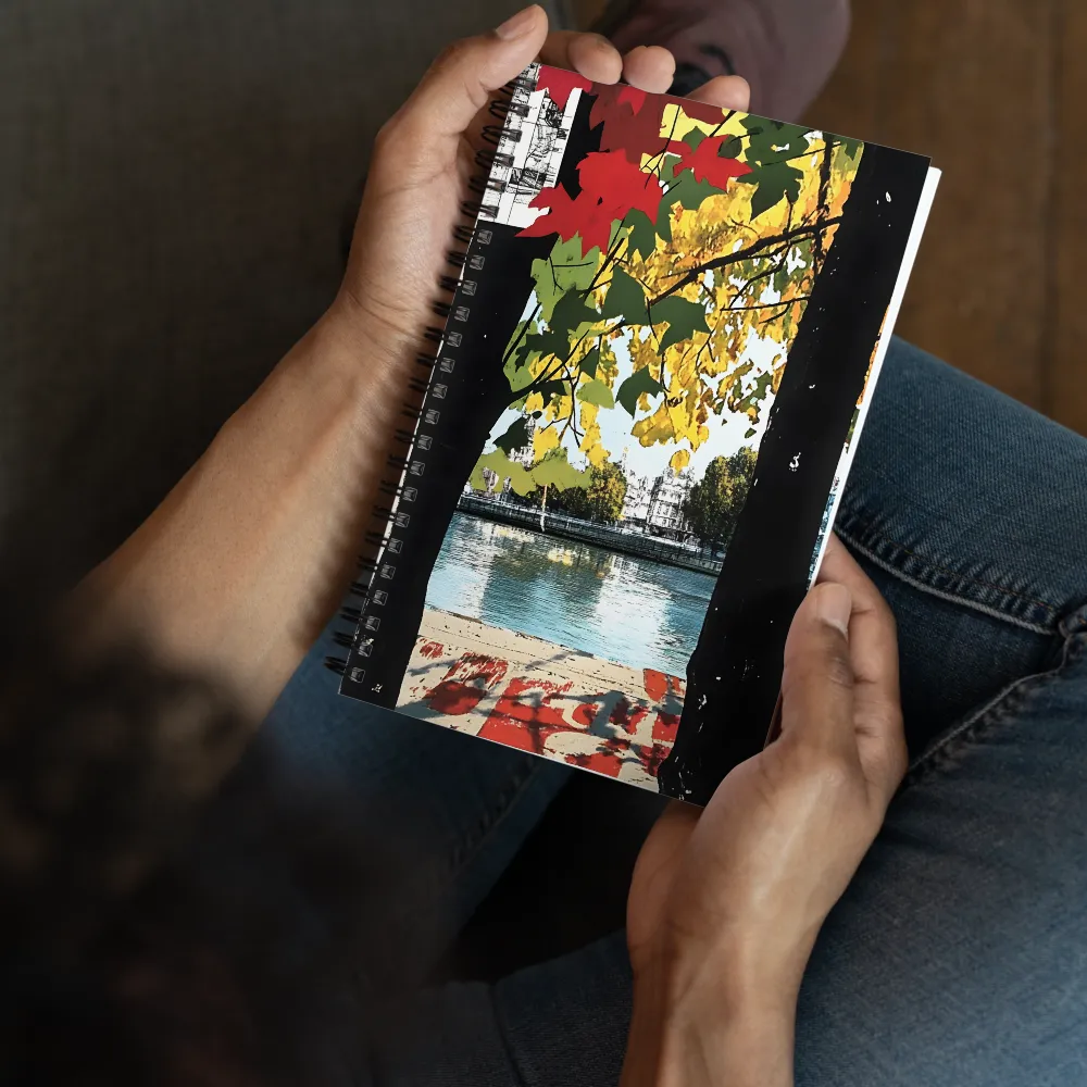 Autumn Cityscape Collage 
 Spiral Notebook | 140 pages
