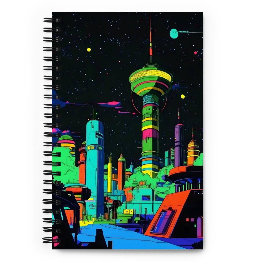 Neon Future Cityscape 
 Spiral Notebook | 140 pages