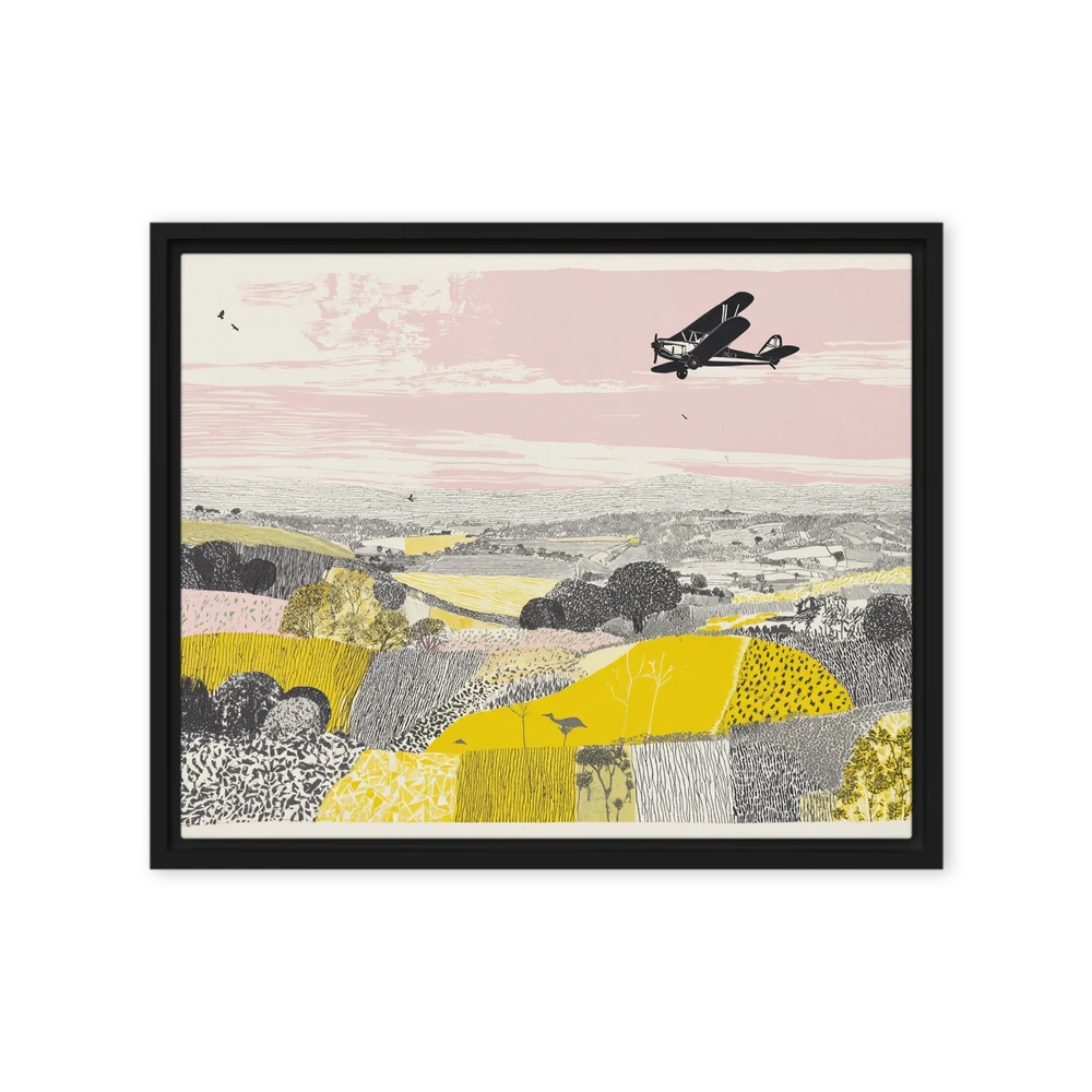 Biplane Over Pastoral Fields | Art Print