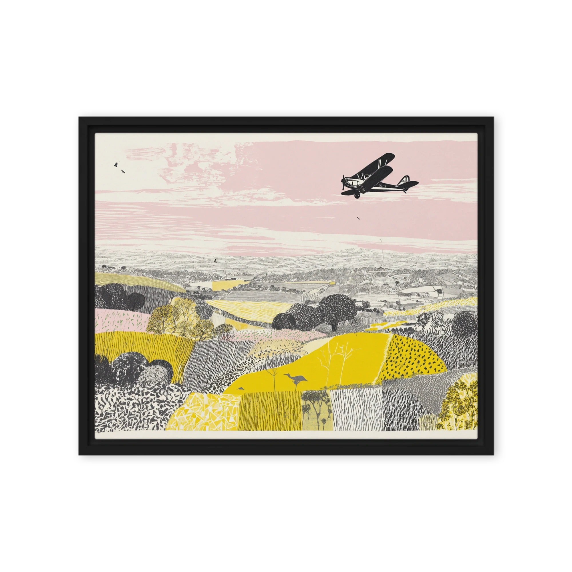 Biplane Over Pastoral Fields | Art Print
